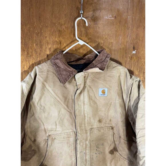 Vintage Carhartt Jacket Mens 52R Duck Canvas J02 BRN Barn Coat Distressed Y2K - Picture 2 of 12